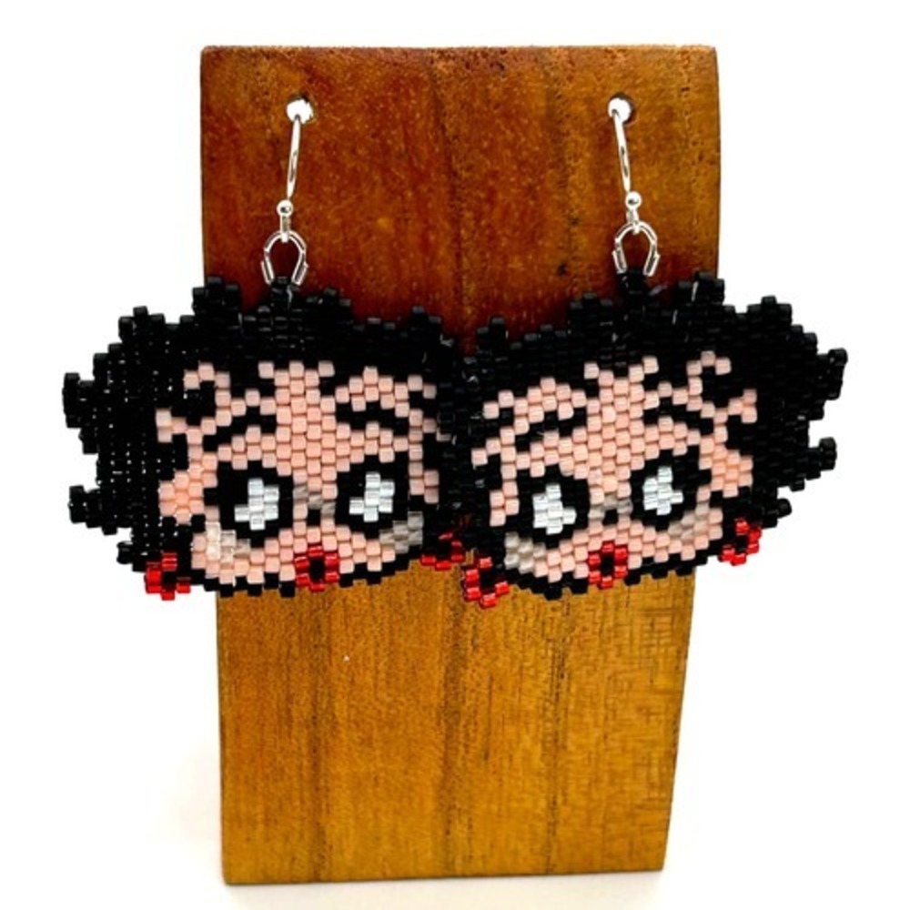 Hand Beaded Delica Bead Earrings Betty Boop Shepherd Hook Ear Wires